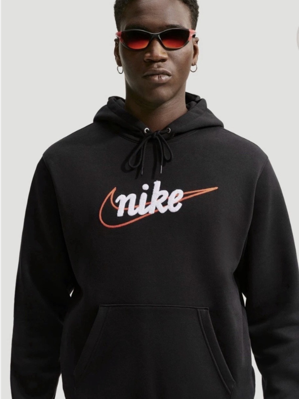 Nike Club Hoodie Men’s Black / Orange / White Log NWT